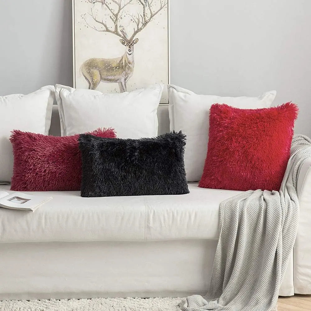 Solid Deluxe Plush Throw Pillowcase 2 Pack - Burgundy