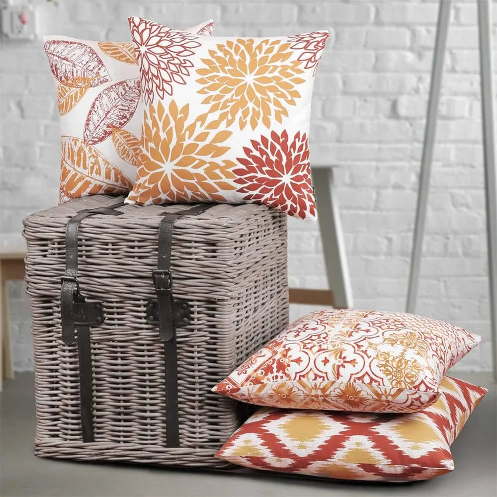 Nature Patterns Printing Throw Pillowcase 4 Pack - Orange