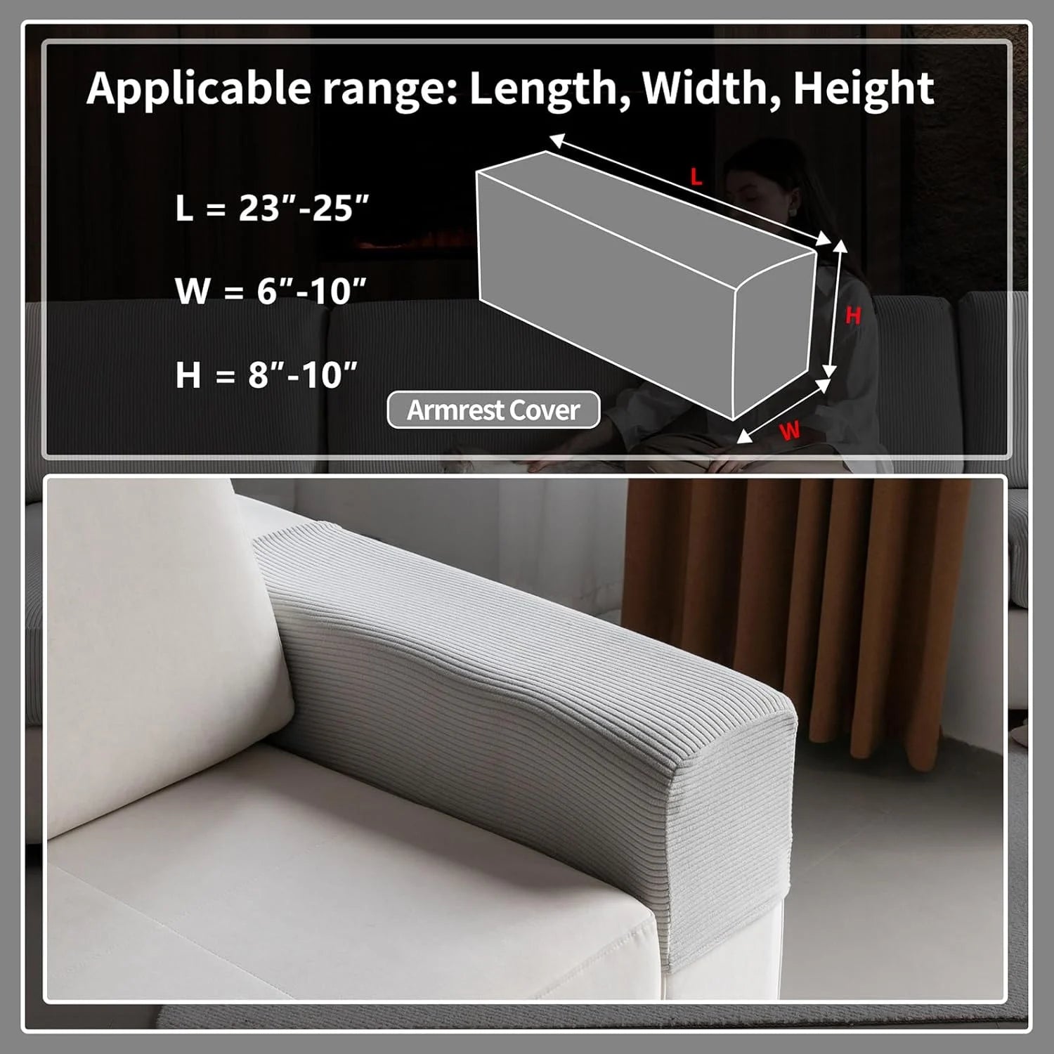Performance Solid Striped Stretch Sofa Cushion Cover - Light Gray