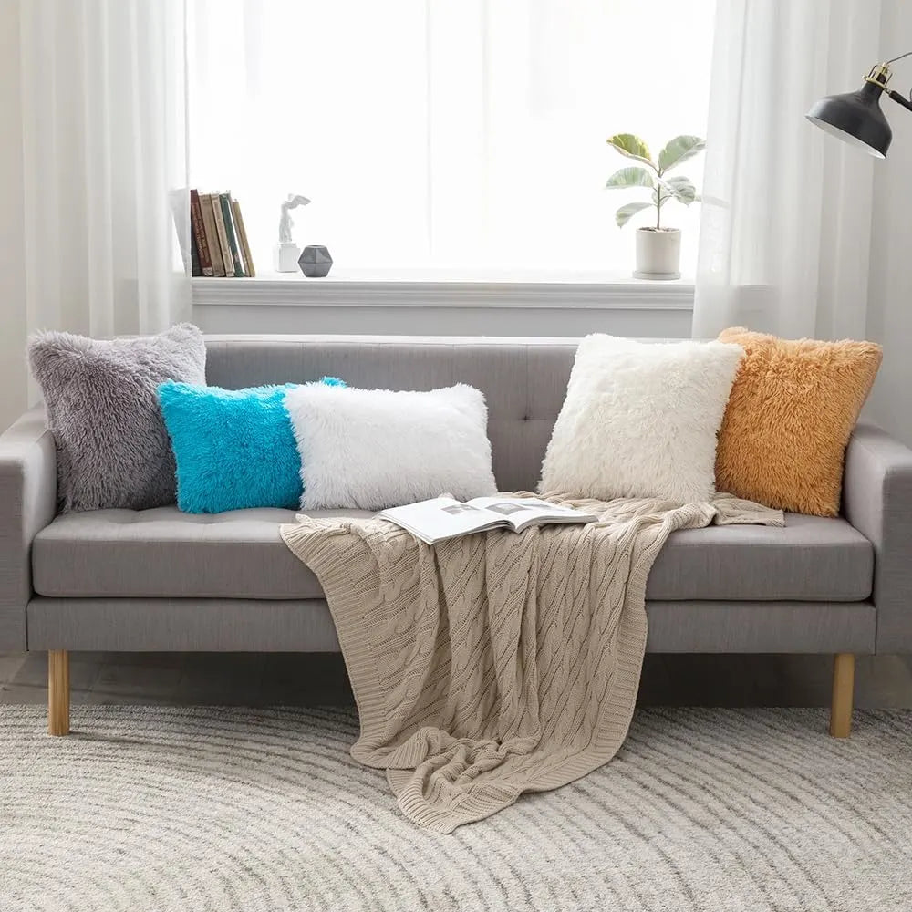 Solid Deluxe Plush Throw Pillowcase 2 Pack - White