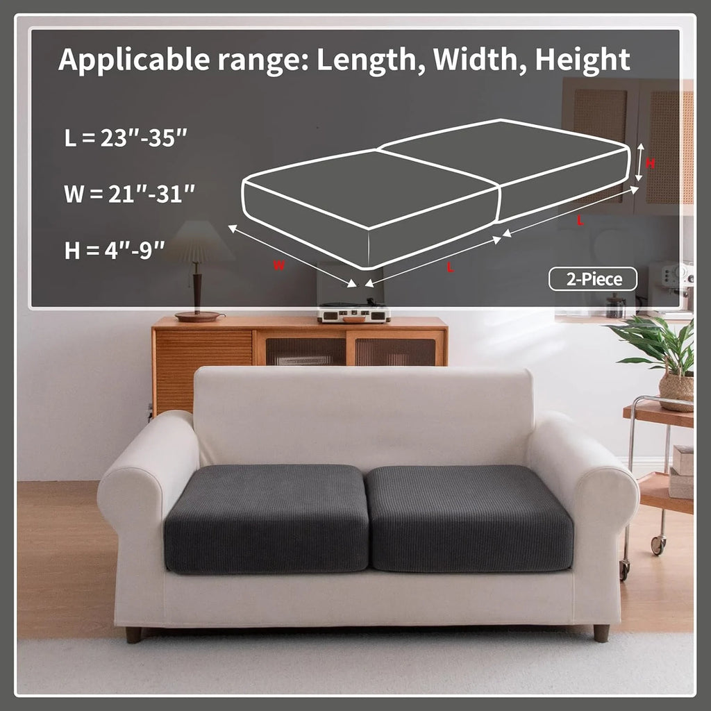 Performance Solid Striped Stretch Sofa Cushion Cover - Dark Gray