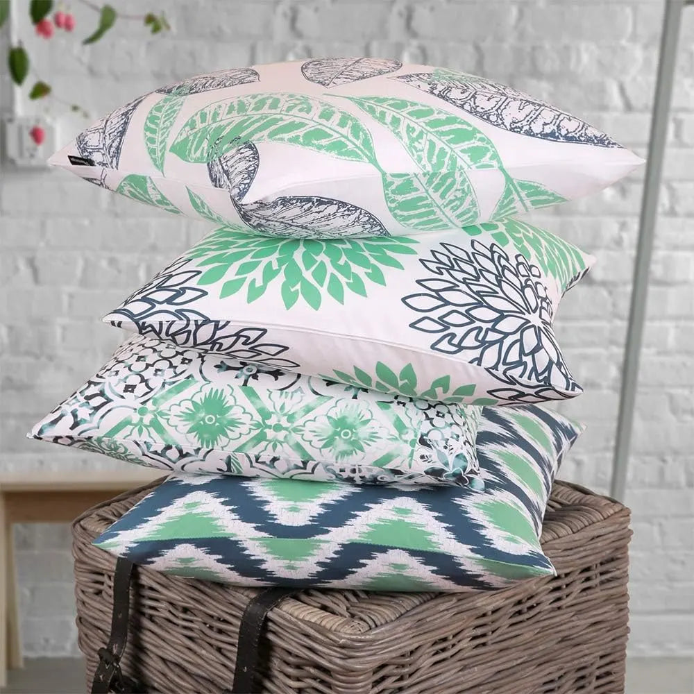 Nature Patterns Printing Throw Pillowcase 4 Pack - Cyan