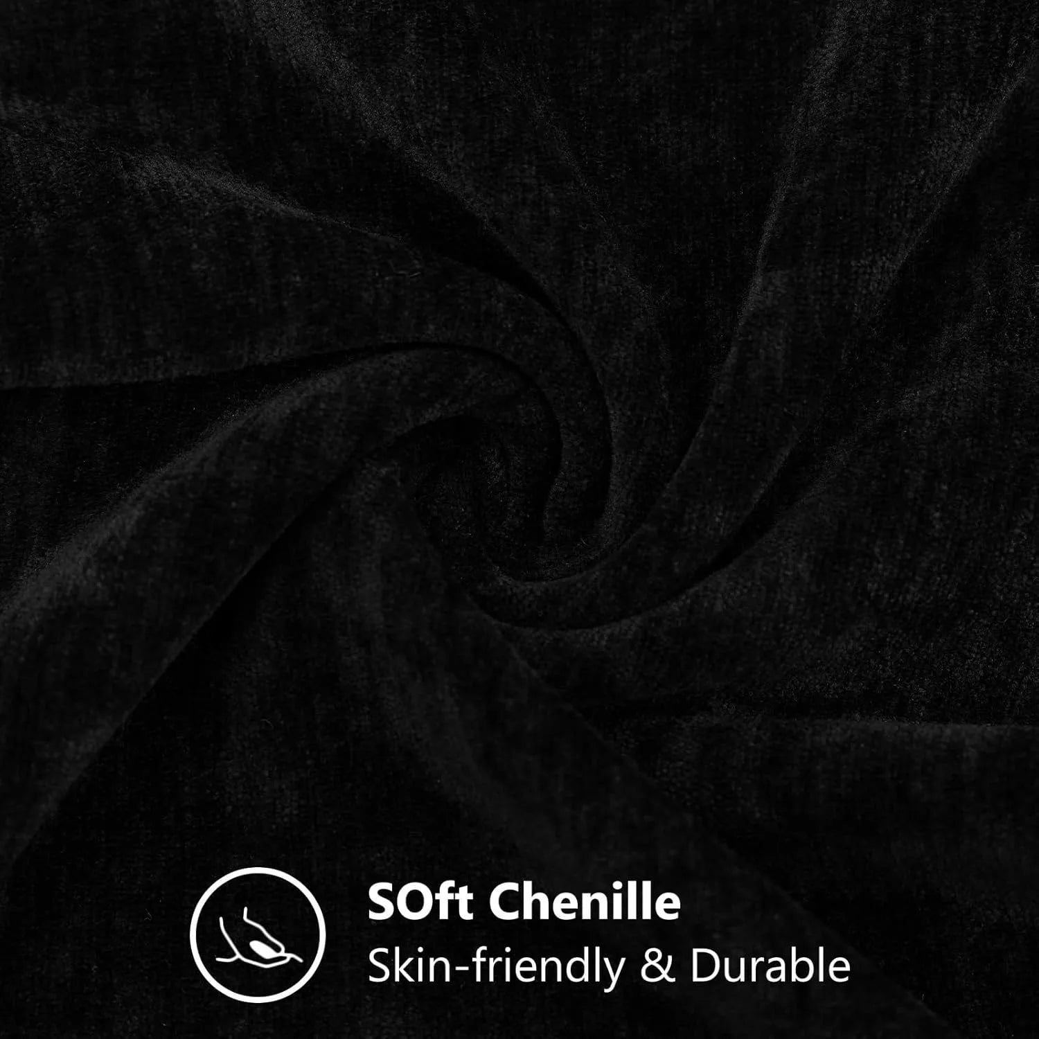 Dyed Neutral Chenille Throw Pillowcase 2 Pack - Black