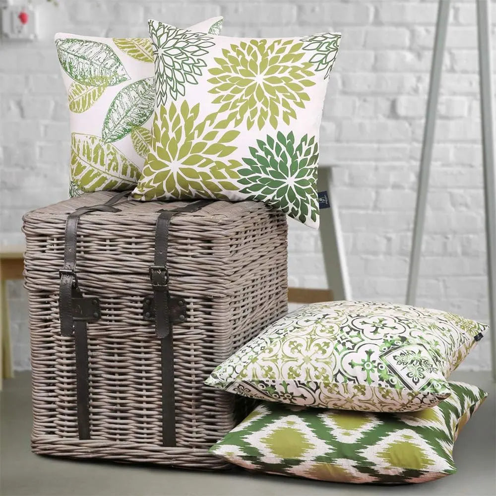 Nature Patterns Printing Throw Pillowcase 4 Pack - Dark Green