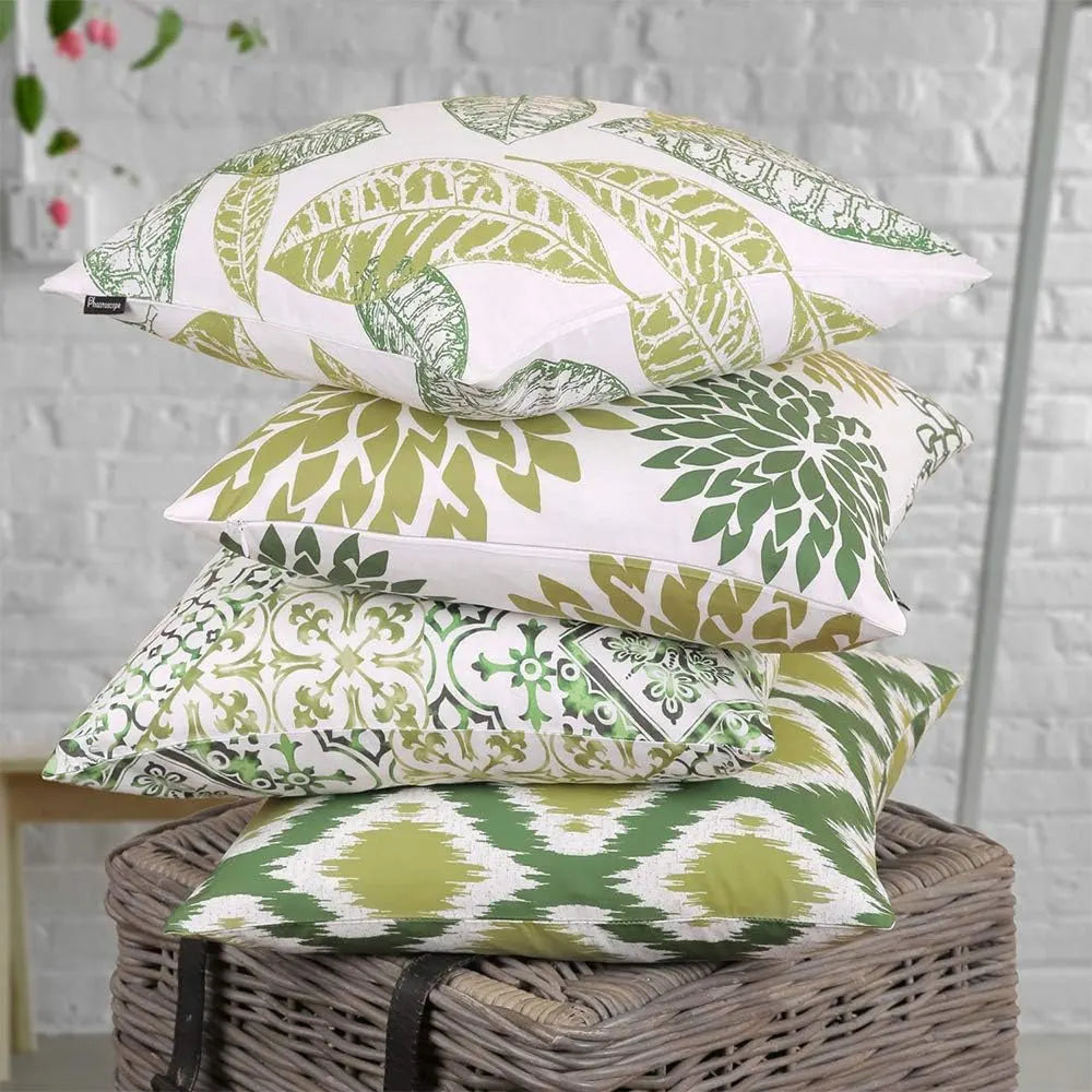 Nature Patterns Printing Throw Pillowcase 4 Pack - Dark Green