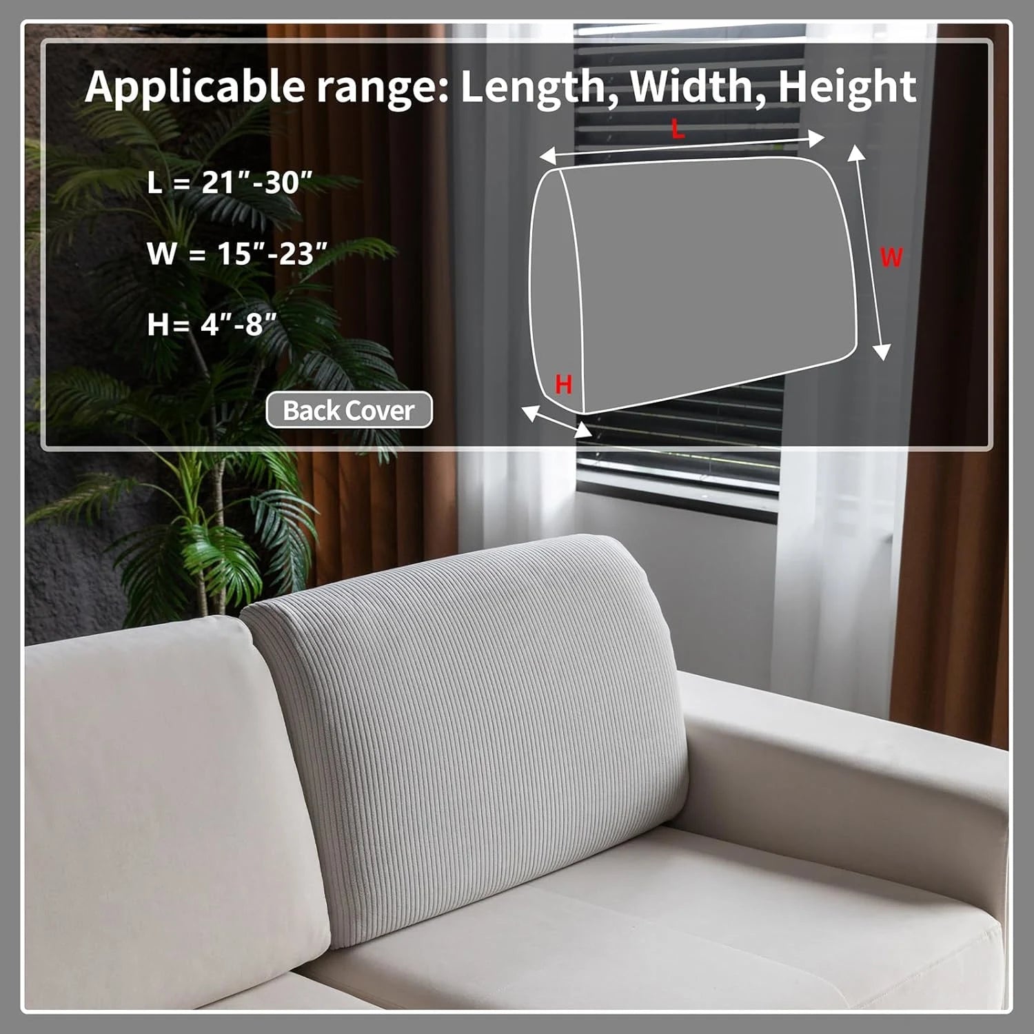 Performance Solid Striped Stretch Sofa Cushion Cover - Light Gray