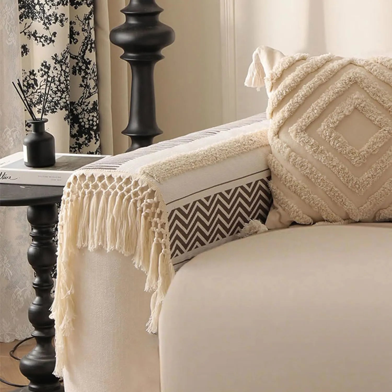 Couch Cushion Cover In Stripe Coffee