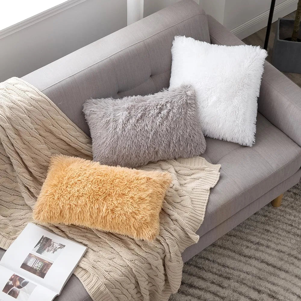 Solid Deluxe Plush Throw Pillowcase 2 Pack - White