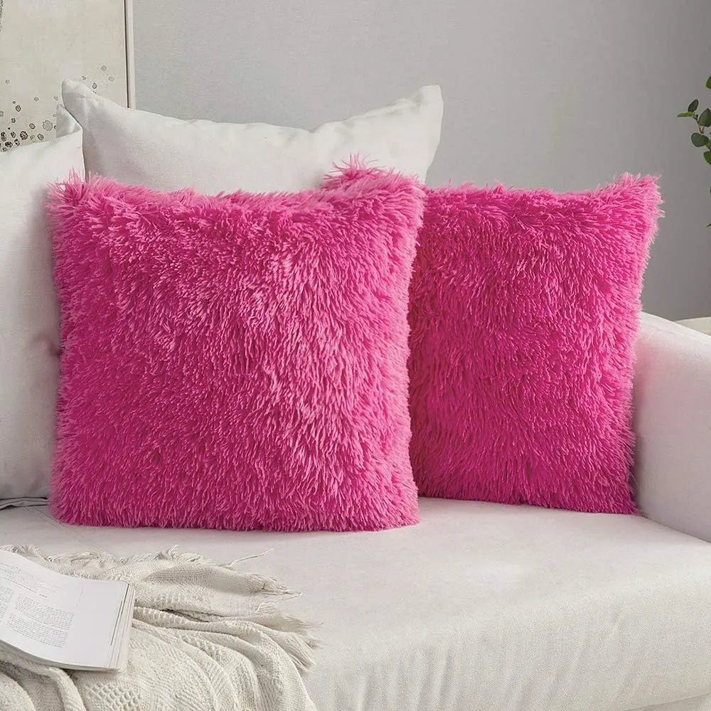 Solid Deluxe Plush Throw Pillowcase 2 Pack - Pink