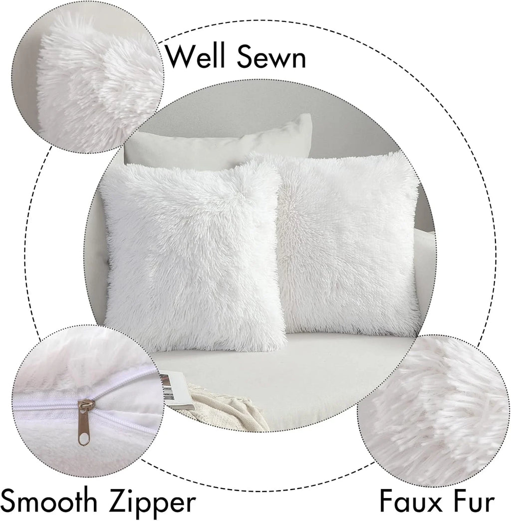 Solid Deluxe Plush Throw Pillowcase 2 Pack - White