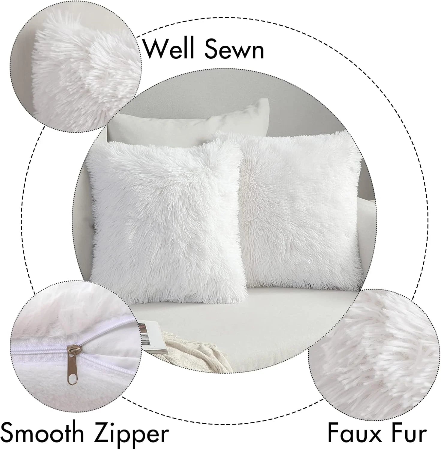Solid Deluxe Plush Throw Pillowcase 2 Pack - White