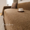 Chenille Solid Woven Stretch Sofa Blanket - Mocha Brown