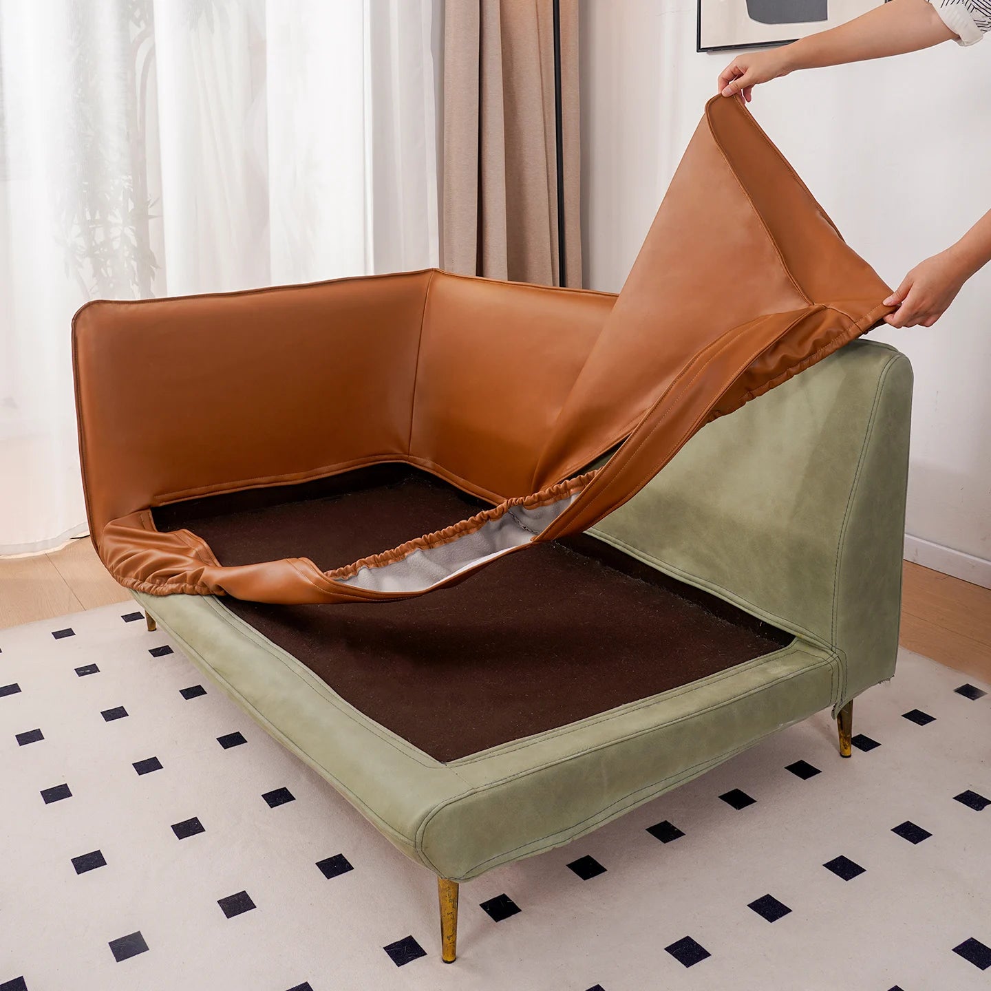 Custom Individual Cushion Sofa Slipcover | Terravia - Mocha Bark