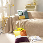 Soild Couch Cover In Tassel Khaki