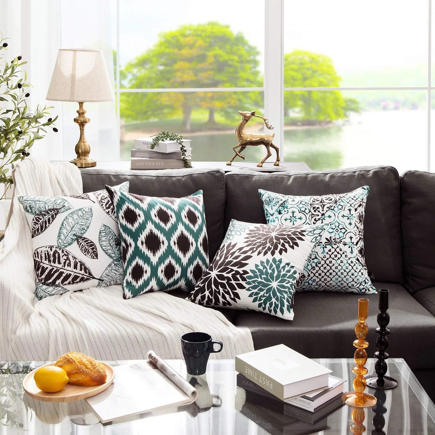 Nature Patterns Printing Throw Pillowcase 4 Pack - Black
