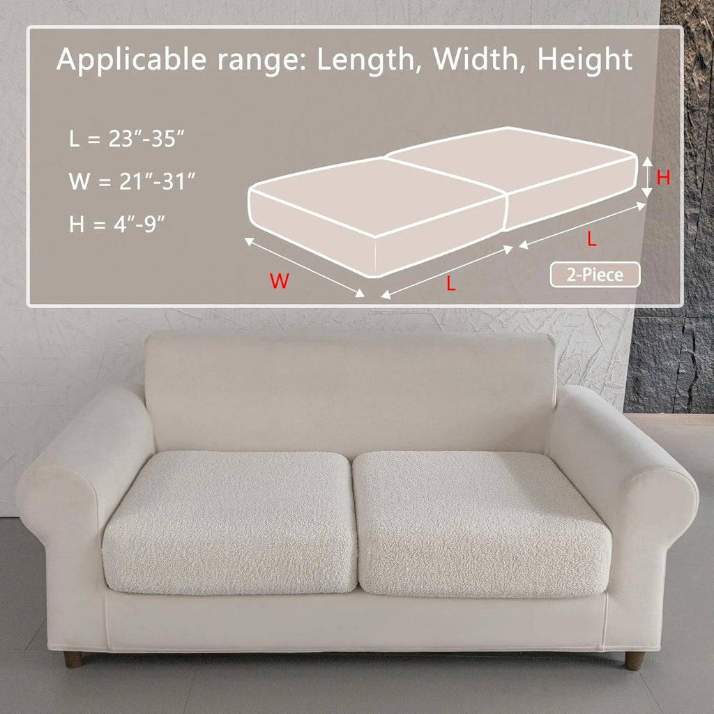 Performance Solid Bouclé Stretch Sofa Cushion Cover - Ivory