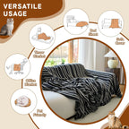 Geometric Couch Cover In Fur Black /White