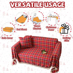 Geometric Couch Cover In Christmas Red