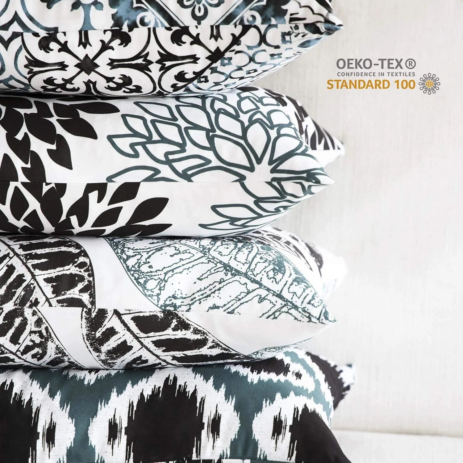 Nature Patterns Printing Throw Pillowcase 4 Pack - Black