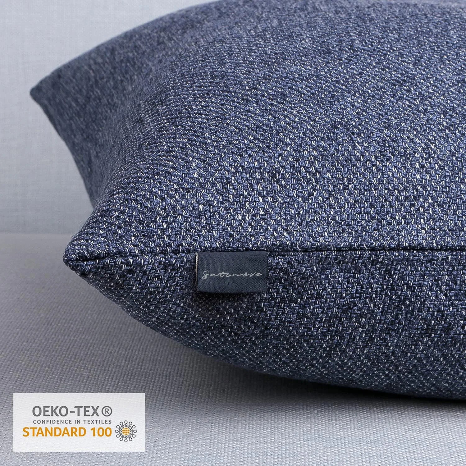 Vintage Triple Button Linen Throw Pillowcase 2 Pack - Navy Blue
