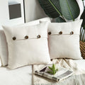 Vintage Triple Button Linen Throw Pillowcase 2 Pack - Off-White
