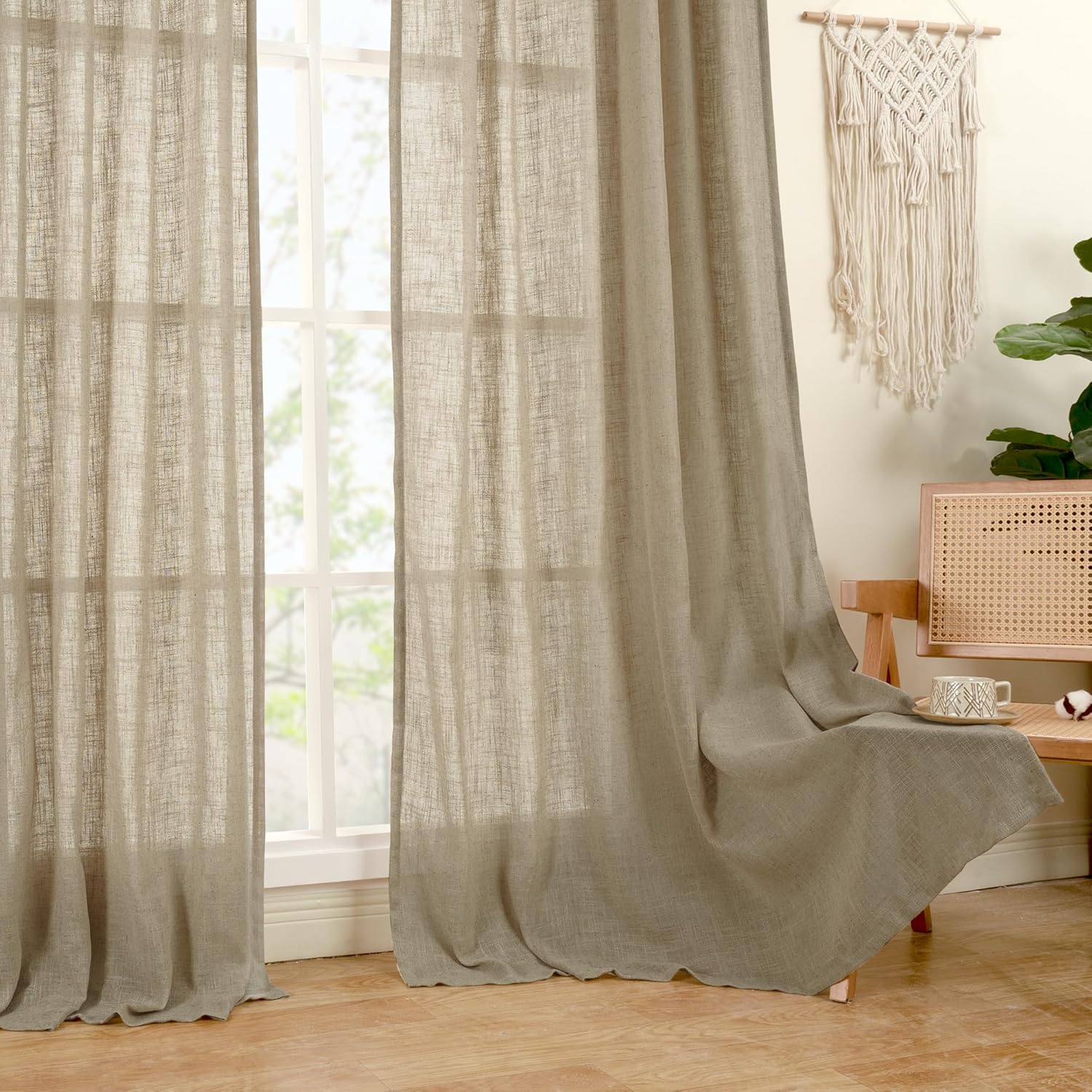 Light filtering Neutral Linen Curtain - Taupe