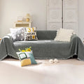 Soild Couch Cover In Tassel Dark Gray