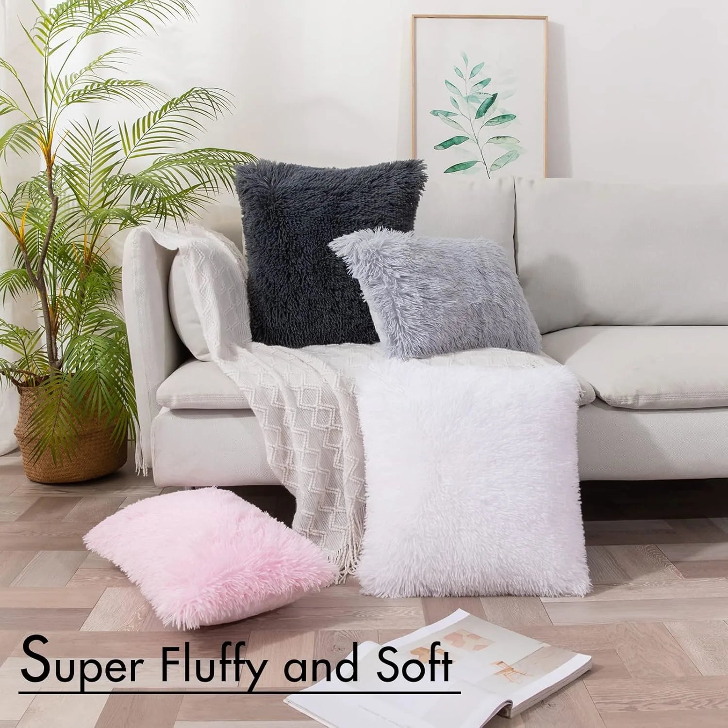 Solid Deluxe Plush Throw Pillowcase 2 Pack - Black
