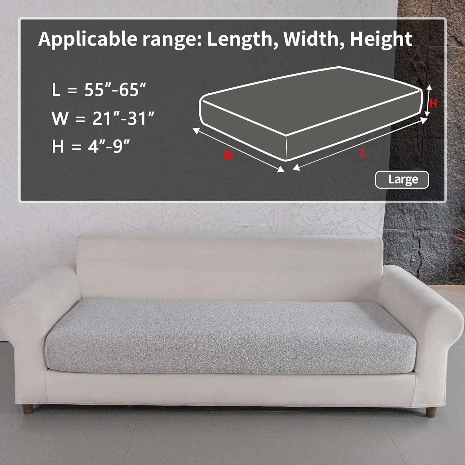 Performance Solid Bouclé Stretch Sofa Cushion Cover - Light Gray