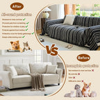 Geometric Couch Cover In Fur Black /White