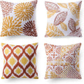Nature Patterns Printing Throw Pillowcase 4 Pack - Orange