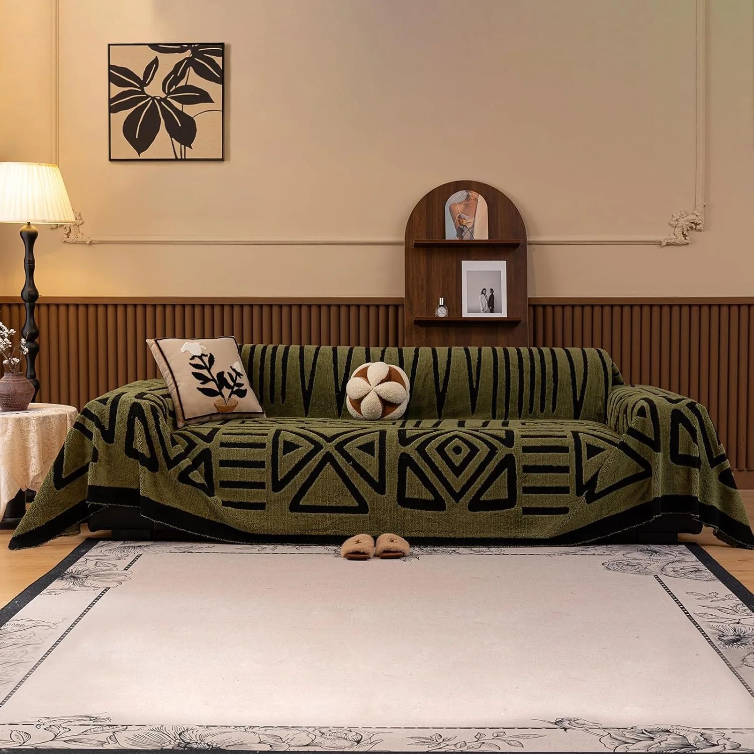 BOHO Couch Cover In Fuzzy Brunt Orange