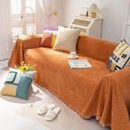 Soild Couch Cover In Tassel Orange