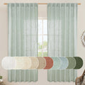 Light filtering Neutral Linen Curtain - Light Sage