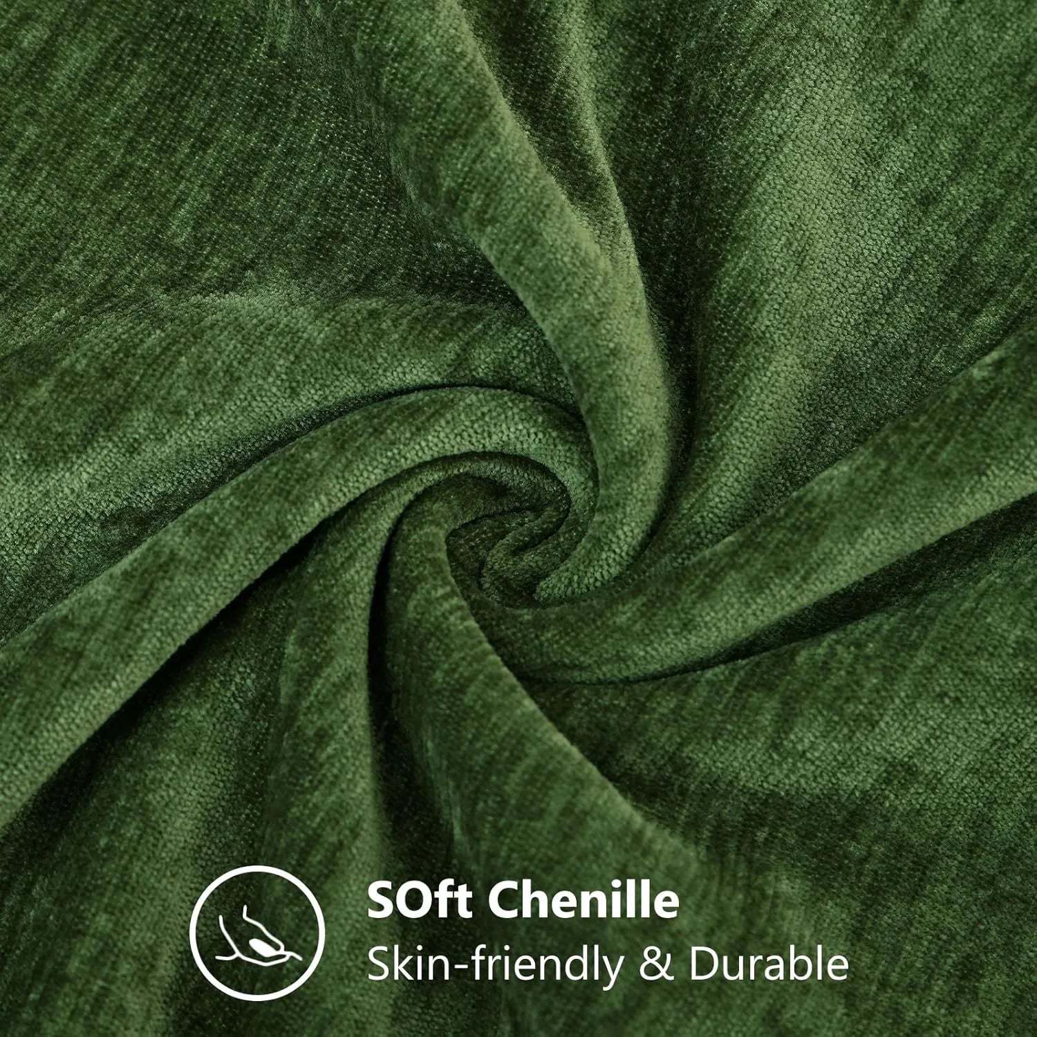 Dyed Neutral Chenille Throw Pillowcase 2 Pack - Moss Green