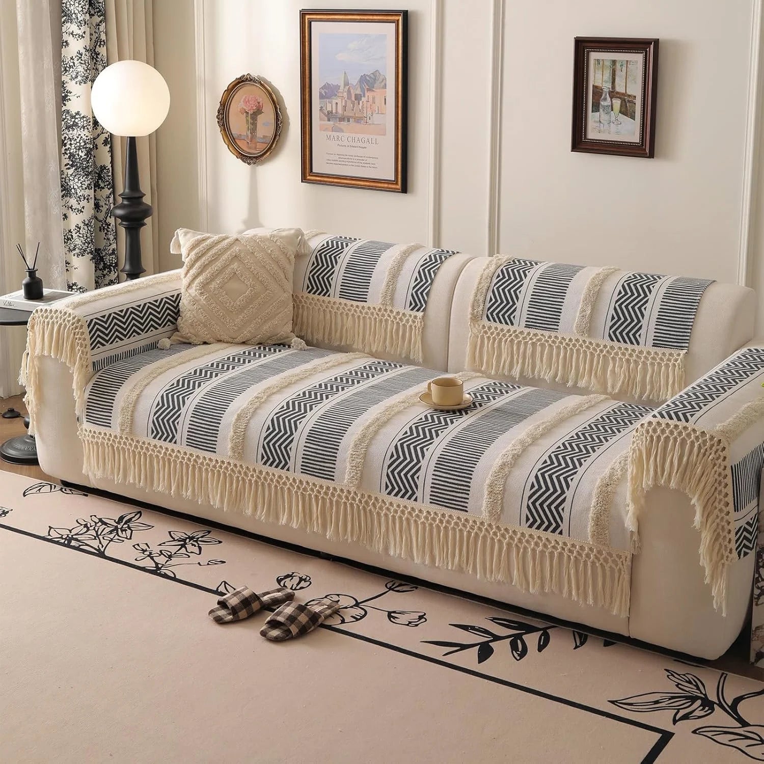 Couch Cushion Cover In Stripe Black