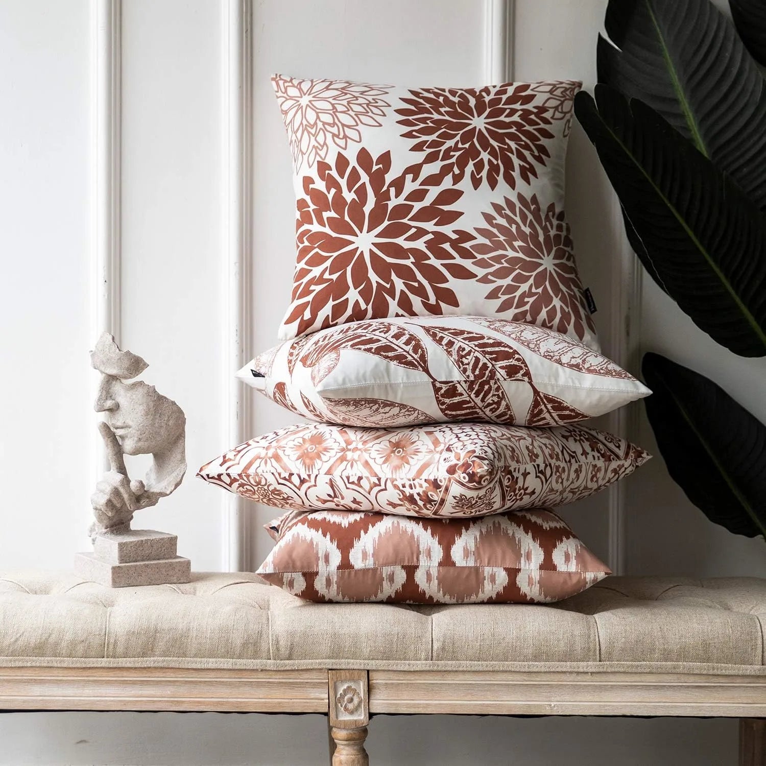 Nature Patterns Printing Throw Pillowcase 4 Pack - Caramel