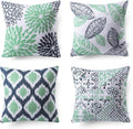 Nature Patterns Printing Throw Pillowcase 4 Pack - Cyan