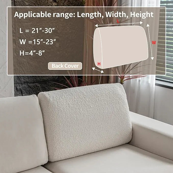 Performance Solid Bouclé Stretch Sofa Cushion Cover - Ivory