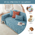 BOHO Couch Cover In Brick Blue