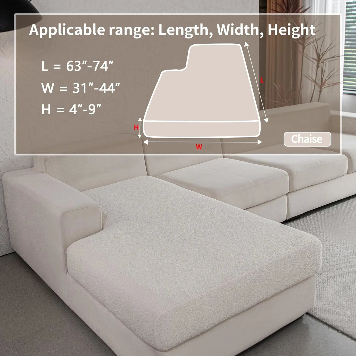 Performance Solid Bouclé Stretch Sofa Cushion Cover - Ivory