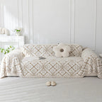 Vintage Flower Sofa Cover In Khaki