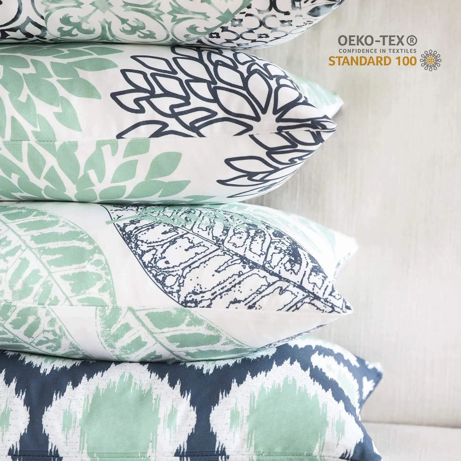 Nature Patterns Printing Throw Pillowcase 4 Pack - Cyan