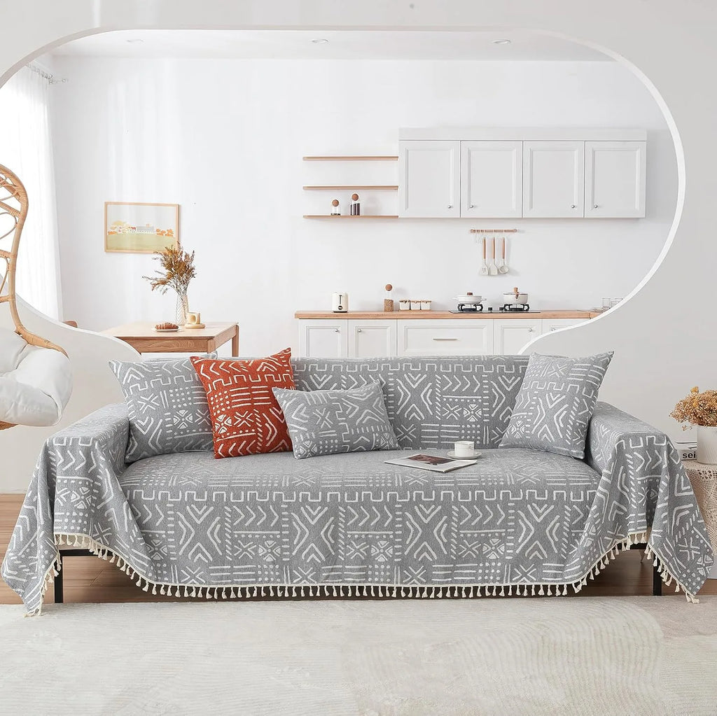 BOHO Couch Cover In Brick Gray