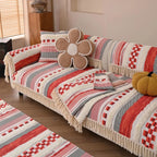 Couch Cushion Cover In Stripe Pink