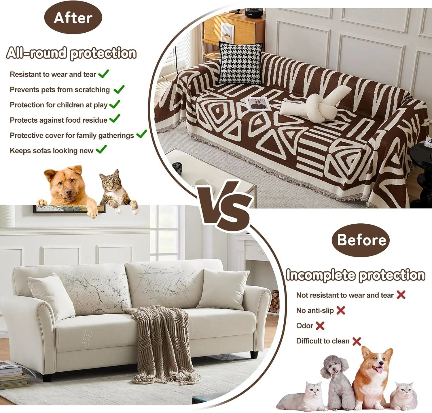 BOHO Couch Cover In Chocolate