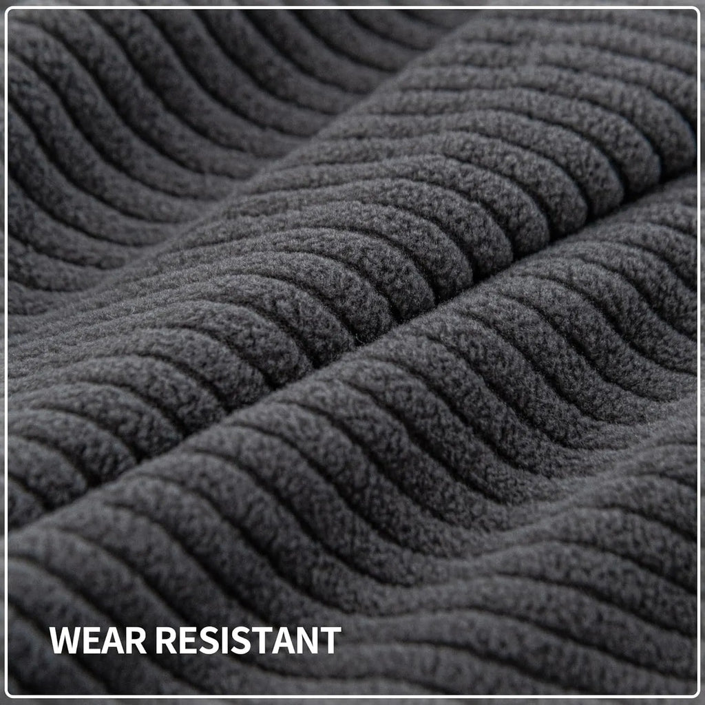 Performance Solid Striped Stretch Sofa Cushion Cover - Dark Gray