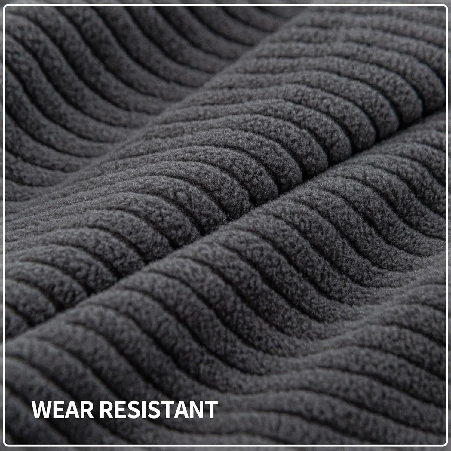 Performance Solid Striped Stretch Sofa Cushion Cover - Dark Gray