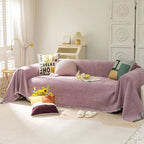 Soild Couch Cover In Tassel Purple