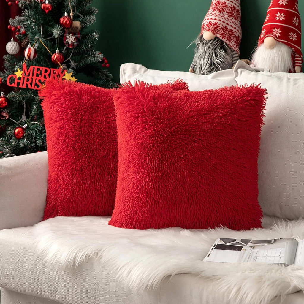 Solid Deluxe Plush Throw Pillowcase 2 Pack - Burgundy